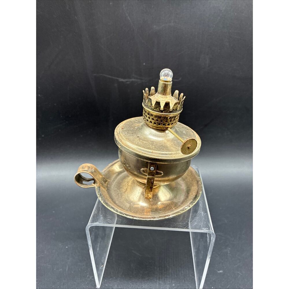 Copper-Metal-Like 5 Mini Lamp Lot Each Between 4" & 4.25" Tall Made in Hong Kong